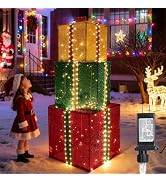 Lomotech Christmas Decorations Outdoor - Set of 3 Larger Lighted Gift Boxes with Timer, Foldable ...