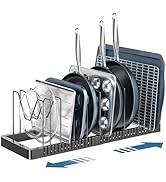 PanPanPal Pots and Pans Organizer Rack for Cabinet, Expandable Pot Lid Organizer Holder with 10 A...