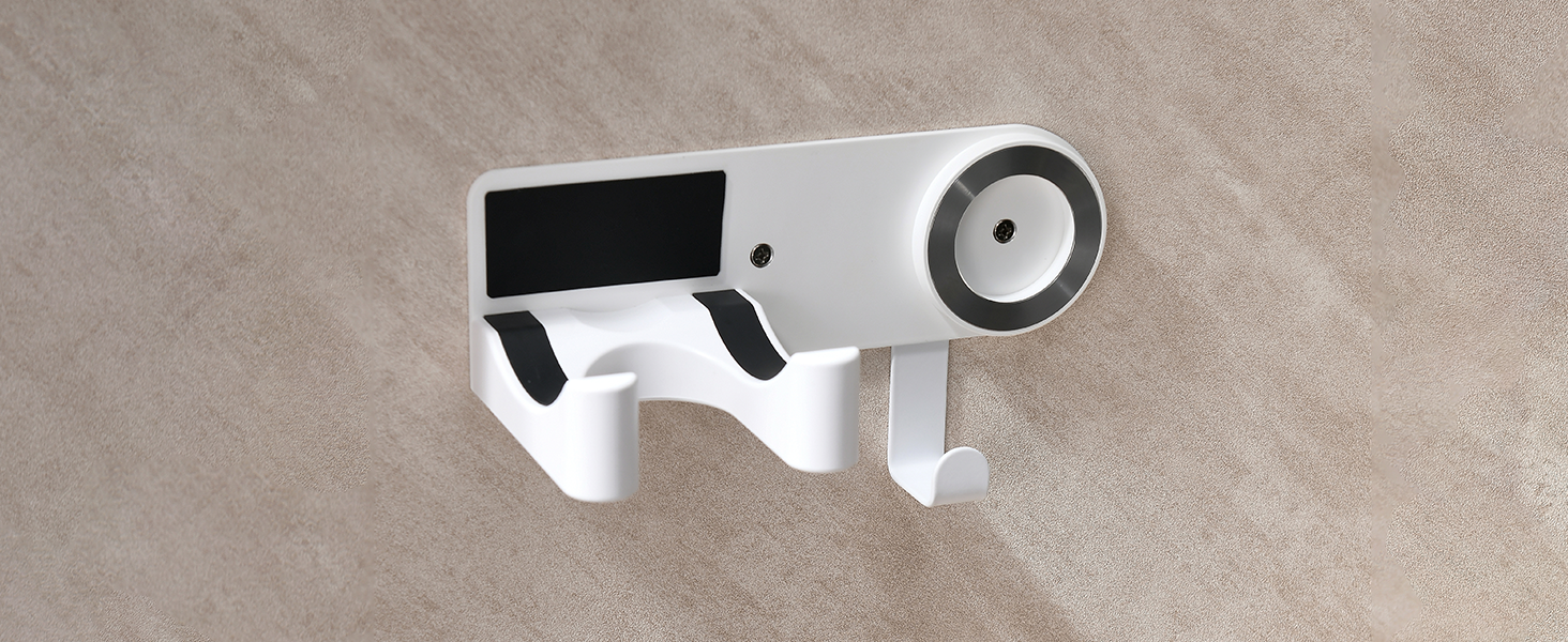 White hair dryer holder