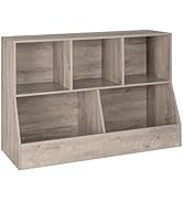 DINZI LVJ Toy Storage Organizer, Kids Bookshelf, Wood Toy Storage Cabinet, 5 Cubby Children Bookc...
