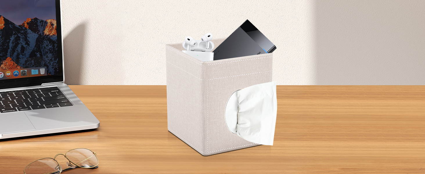 Tissue Box Holder with Tray