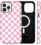 SenRiCase for iPhone 13/14 Case Cute Checkered Phone Case Compatible with MagSafe, Dual-Layer Sho...