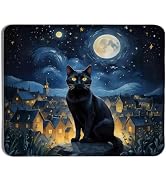 Qykwz Starry Night Black Cat Mouse Pad, Black Cat Lover Mom Lady Gifts, Witchy Mystical Celestial...
