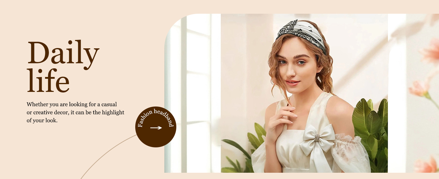 Wide Headbands for Women Knotted No Slip Head Bands Soft Turban Headband Hair Accessories Boho
