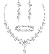 EVER FAITH Austrian Crystal Bridal Bridesmaid Jewelry Sets, Elegant Marquise Rhinestone Leaf Neck...