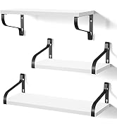 Love-KANKEI Floating Shelves Wall Mounted Set of 3, Large Wood Wall Shelves for Storage, Rustic S...
