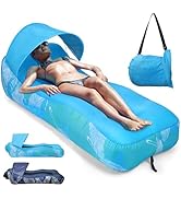 Outplea Inflatable Lounger Air Sofa with Sunshade for Adults, Inflatable Couch with Mesh Back for...