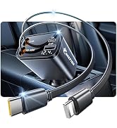 OneFish Starlight Fast Car Charger, 4 in 1 Cigarette Lighter Chargers with USB Type C Ports Retra...