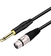Tomswa Female XLR to 1/4 (6.35mm) TS Mono Jack Unbalanced Microphone Cable Mic Cord for Dynamic M...