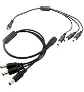 UpperFu 2pcs CCTV DC Power Splitter Cable 5.5mm x 2.5mm Female Jack to 3 Male 3 Ways Splitter Con...