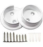 QCAA Heavy Duty Solid Metal Closet Rod Socket Set, 1-3/8'', Matte White, 1 Pair, Made In Taiwan