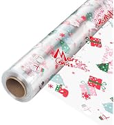 JOYIT 100' Long X 17.5” Wide Christmas Cellophane Wrap Roll - 3 Mil Thicker Cellophane Roll, Crys...