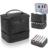 ZOOFOX Nail Polish Organizer Case, Double-Layer Nail Polish Carrying Bag with Handle, PU Leather ...