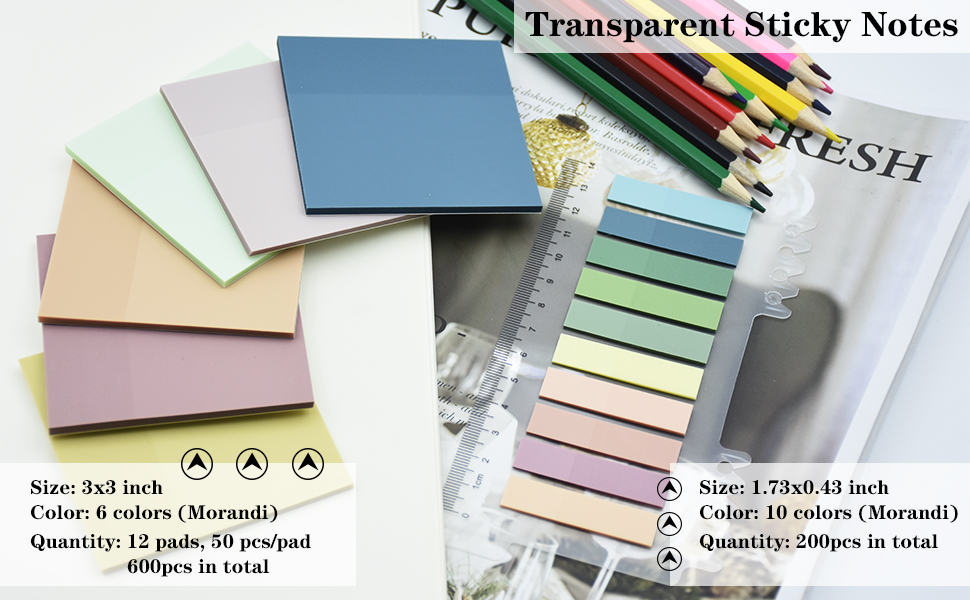 transparent sticky notes, clear sticky notes, translucent sticky notes, clear post it notes