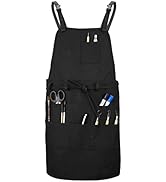 MyLifeUNIT Artist Apron, Adjustable Painting Apron with 10 Pockets for Arts and Craft, Black Canv...