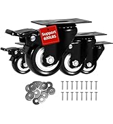2 inch Caster Wheels Casters Set of 4, Heavy Duty Locking Casters Wheels with Brake, No Noise Pol...