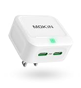 USB C Wall Charger, 40W Fast Charger Type C Charging Block Dual Port GaN+ PD Power Adapter with F...