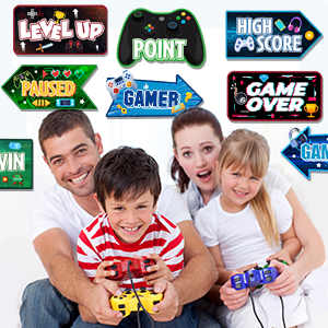video game cutout signs