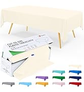 Smiry 54 Inch x 100 Feet Disposable Table Cover Roll, Beige Plastic Table Cloth in Cut-to-Size Bo...