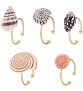 WADORN 5Pcs Conch Shell Rings for Women, Natural Adjustable Ocean Beachy Jewelry Stackable Boho O...