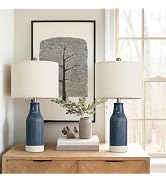 Vortether 23.75" Modern Ceramic Table Lamps Set of 2, Stylish Bedside Lamps for Bedroom, Gorgeous...