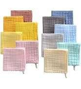 MUKIN Colorful Baby Washcloths - Muslin Cotton Wash Cloths for Babies, Ultra Soft Newborn-Toddler...