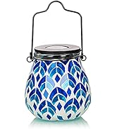 Afirst Mosaic Solar Lanterns - Glass Hanging Lights Hollow Out Waterproof Outdoor Decorative for ...