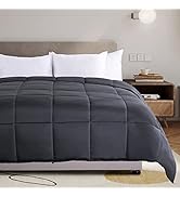 NEXHOME PRO Organic Natural Bamboo Cooling Comforter,Dark Grey Twin Lightweight Down Alternative ...
