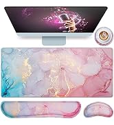 QOMOLAMA 4-in-1 Gaming Mouse Pad Set,35.4×15.7in Large Mouse Pad,Keyboard Wrist Rest,Wrist Mousep...