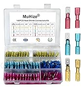 140PCS Heat Shrink Spade Connectors Kit - MuHize Female Male Spade Connectors Waterproof Assorted...