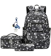 ZHANAO Daisy Prints Backpack Set with Lunch Kits Bookbag for Teenager Girls 3pcs Gradient SchoolB...