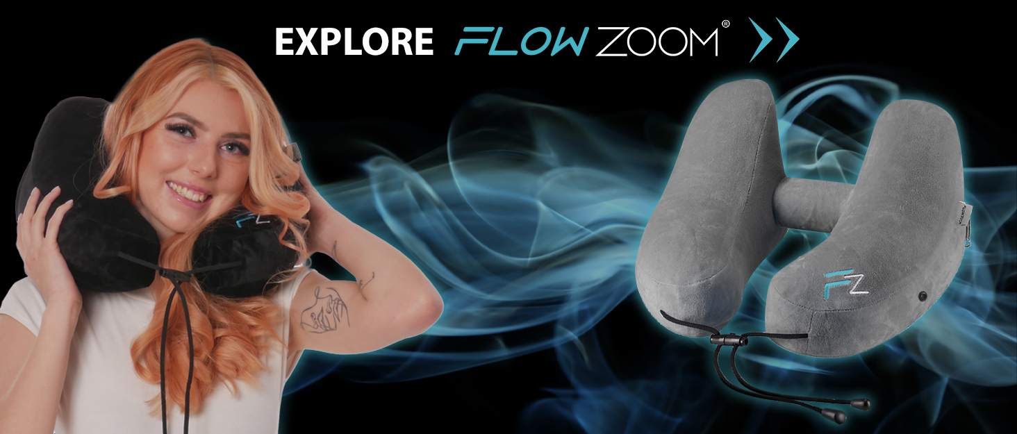 FLOWZOOM inflatable travel pillow, airplane pillow, neck pillow, cervical pillow