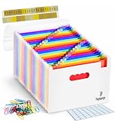 Plastic Accordion File Organizer, 26 Pockets Expandable File Folder Organizer, A4 Letter Size Fil...