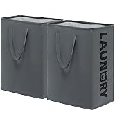 CHICVITA Large Laundry Basket Tall Hampers with Extended Handles, Collapsible Cloth Bins in the D...