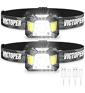 Victoper Headlamp Rechargeable 2 Pack, 1200 Lumens Bright LED Head Lamp with Red Light, 6 Modes H...