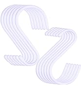 DINGEE 6 Inch Large White Heavy Duty S Hooks,12 Pack 7mm Thickness Vinyl Coated S Hooks for Hangi...