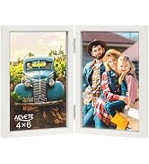 AEVETE 4x6 Picture Frames Double Hinged Wood Folding Photo Frames Vertical with Plexiglass Front,...