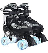 Nattork Roller Skates for Kids Boys Girls, 4 Size Adjustable Rollerskates with Light Up Wheels fo...
