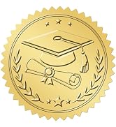 Graduation Stickers 2 Inch Embossed Graduation Cap and Diplomas Sticker 100Pcs Gold Foil Class of...