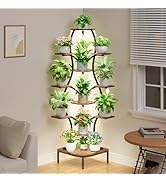 LATIBELL 72'' Tall Corner Plant Stand Indoor with Grow Light - 8 Tiered Metal Plant Shelf for Ind...