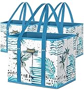 BALEINE 3Pk Reusable Grocery Bags, Foldable Shopping Bags for Groceries with Reinforced Bottom & ...