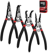 HAUTMEC 4PCS Snap Ring Pliers Set, 7" Heavy Duty Internal/External Circlip Pliers with Straight &...