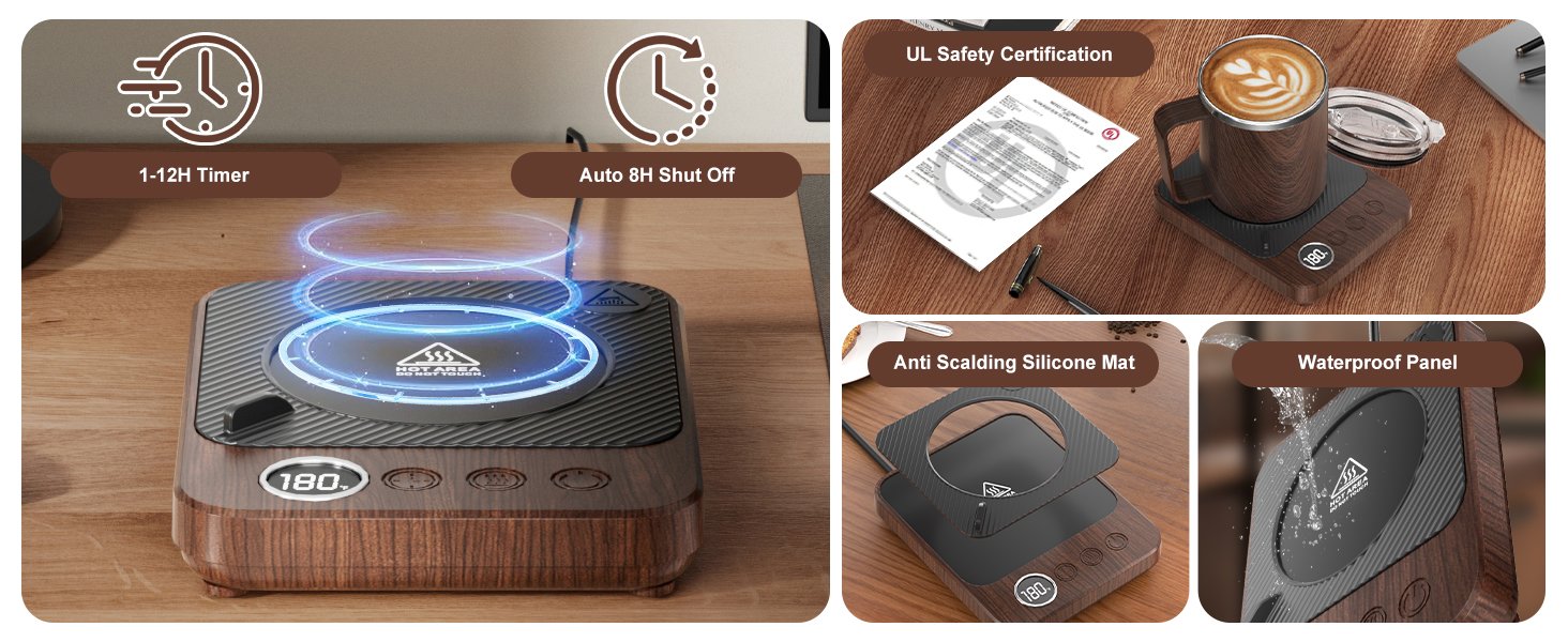 Coffee Mug Warmer & Mug Set for Desk, Electric Coffee Cup Warmer with 16oz Heated Mug
