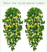 BLEUM CADE Fake Hanging Plants, 2pcs Artificial Hanging Plant, Faux Pothos Vines with Flowers Gre...