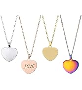 Frinnovan, 4 Pack Laser Engraving Blanks Necklace Stainless Steel Heart Love Pendant Double Sided...