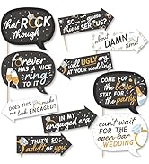 Photo Booth Props Kit for Engagement Party - 10-Piece Speech Bubble and Arrow Set, Premium Cardst...