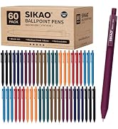 Sikao Pens Bulk, 60 Pack Vintage Ballpoint Pens with Black Ink, 1.0mm Medium Point Smooth Writing...