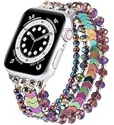 MOFREE Beaded Bracelet Compatible with Apple Watch Band 38mm/40mm/41mm/42mm, Fashion Elastic Stre...