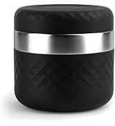 Cafezi 24 oz Insulated Food Jar, Stainless Steel Lunch Container, Black | 18/8 Stainless Steel, L...