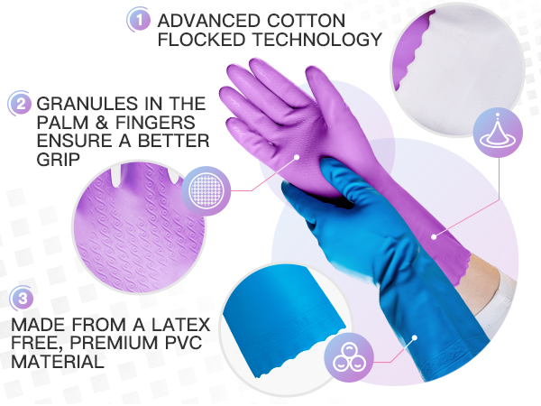 Flocklined Cleaning Gloves